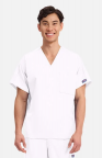 White Unisex V-neck Scrub Top with Embroidered First Name for GC Tech Medical Assisting SENIOR
